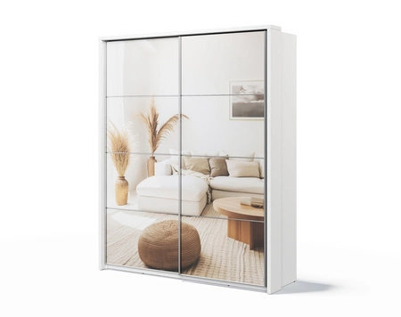 Szafa przesuwna z lustrem Arti 180 cm biała uniwersalny styl szafy pozwala na dużą swobodę w aranżacji ergonomiczny układ