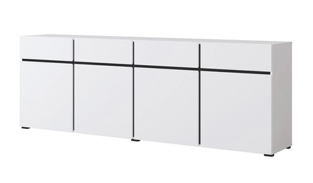 Komoda z szufladami Cross 225 cm biała prosta forma w nowoczesnym wydaniu idealna komoda do salonu lub sypialni geometryczny kształt