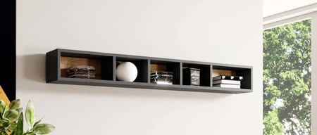 Zestaw mebli do salonu Toledo antracyt / dąb grandson idealny do salonu lub pokoju dziennego meblościanka z komodą i stolikiem kawowym