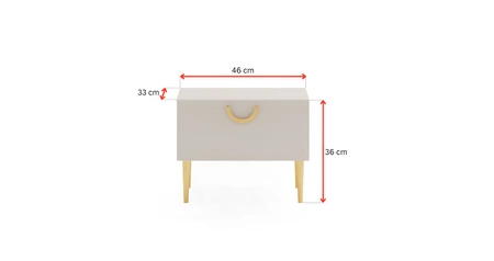 Zestaw mebli do sypialni Belluna beżowy eleganckie meble w nowoczesnym stylu złote dodatki łóżko z tapicerowanym zagłówkiem