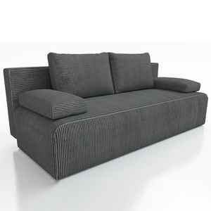 Kanapa rozkładana Zoe szara funkcjonalna sofa o prostym minimalistycznym designie pojemnik na pościel sztruksowa tkanina