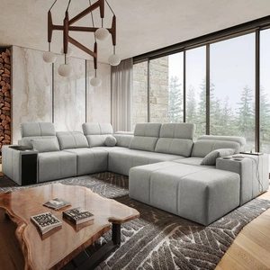 Narożnik z funkcją spania Tesalia VIII szary popiel prawostronny komfortowy narożnik do salonu z funkcją przesuwanego oparcia