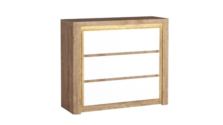 Komoda z szufladami Livinio 114 cm dąb ribbeck / biały połysk nowoczesny design komoda wzbogacona o funkcjonalne oświetlenie LED