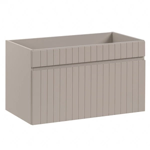 Szafka pod umywalkę Iconic 80 cm beżowa designerska szafka z gustownym pionowym ryflowaniem pojemna szuflada na akcesoria