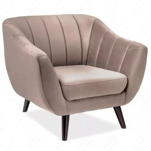 Fotel Elite beżowy funkcjonalny oraz nowoczesny fotel do salonu komfortowy podczas wypoczynku drewniane nogi