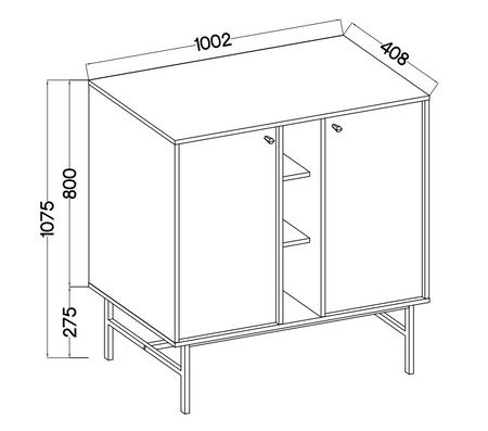 Komoda Kioto III 100 cm czarny grafit nowoczesny design praktyczne półki złote uchwyty metalowy stelaż
