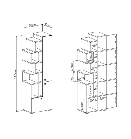 Zestaw mebli Epsilon beton / biały / dąb idealna propozycja do pokoju młodzieżowego lub dziecięcego w modnym stylu