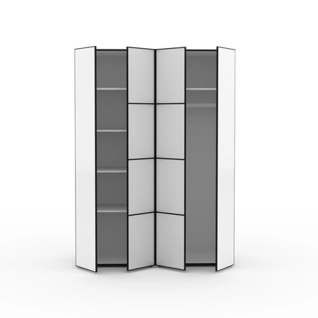 Szafa z lustrem Osma 120 cm biały / czarny oryginalny design drzwi szafy na ubrania wzbogacone uchwytami krawędziowymi prosta forma