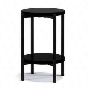 Stolik kawowy okrągły 44 cm Sampi czarny z dodatkową półką lekki design solidna metalowa podstawa zachwycająca ozdoba każdego wnętrza