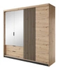 Szafa z lustrem Tipler 220 cm dąb artisan / antracyt nowoczesny design ozdobne lamele na drzwiach szafy uchwyty krawędziowe