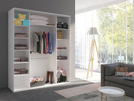 Szafa przesuwna Grande 204 cm dąb sonoma czekolada nowoczesna szafa z lustrem wyposażona w aluminiowe prowadnice drzwi