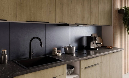 Zestaw mebli kuchennych Cremona 300 cm eleganckie szafki kuchenne z metalowymi uchwytami krawędziowymi szafka z koszem cargo