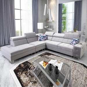 Narożnik z funkcją spania Hampton IX szary popiel lewostronny stylowy i nowoczesny design narożnika idealny mebel do każdej aranżacji