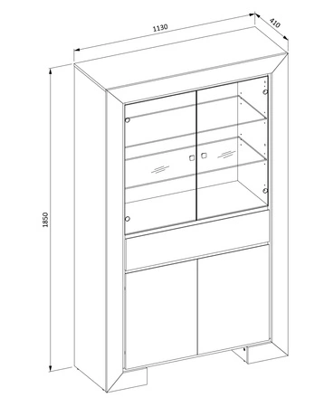 Zestaw mebli Cuba dąb samdal elegancka stylistyka mebli wzbogacona o stylowe czarne dodatki idealna meblościanka do pokoju dziennego