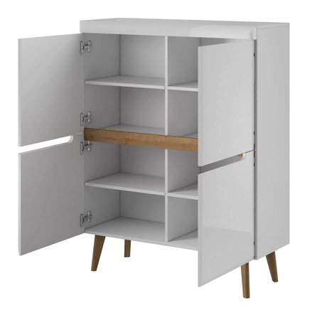 Komoda wysoka Atka 107 cm dąb artisan / czarny nowoczesny design mebla obrzeża komody wykończone specjalną okleiną ABS