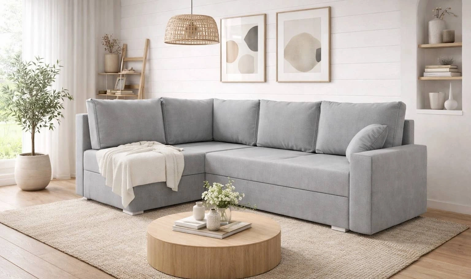 Narożnik z funkcją spania Nofi Narożniki do salonu Nowoczesne narożniki rozkładane do pokoju dziennego