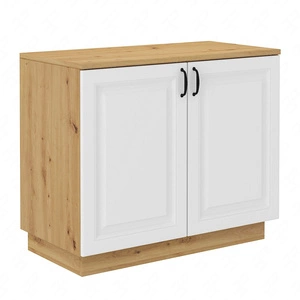 Komoda Scandi 100 cm dąb artisan / biały użytkowa i funkcjonalna komoda stylowe frezowane fronty metalowe uchwyty