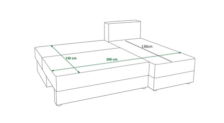 Narożnik z funkcją spania Fogu indyjski róż prawostronny narożnik o prostym designie pokryty sztruksową tkaniną pojemnik na pościel
