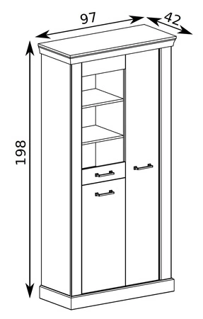 Witryna Antica 97 cm dąb craft złoty elegancki styl idealna witryna do salonu lub pokoju dziennego prosta forma bezpieczne szkło
