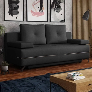 Kanapa z funkcją spania Austin grafitowa nowoczesna tkanina pluszowa gwarantuje najwyższy komfort i funkcjonalność