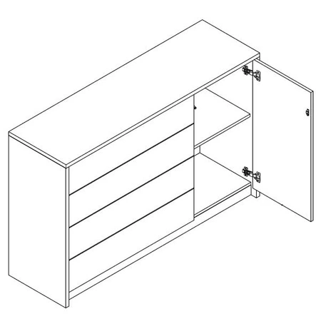 Komoda z szufladami Latika 137 cm dąb burgundzki / biała nowoczesny design mebla obrzeża komody wykończone specjalną okleiną ABS system otwierania drzwi i szuflad push to open