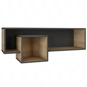 Półka wisząca Nano 110 cm grafit / dąb riviera nowoczesny design mebla wysoka jakość obrzeża półki wykończone specjalną okleiną