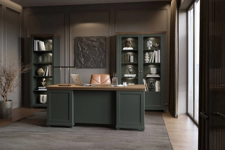 Regał Evora 71 cm butelkowa zieleń / dąb lefkas stylowy design regału doskonały dodatek do biura gabinetu lub pokoju nastolatka