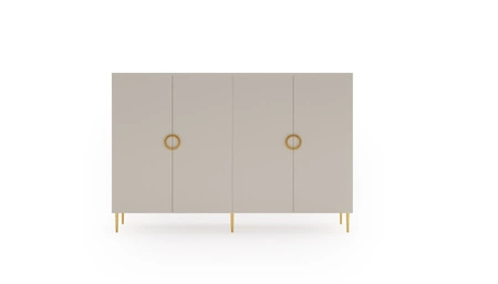Komoda Belluna 180 cm beżowa elegancka komoda w nowoczesnym stylu metalowe dodatki w złotym kolorze dodają subtelności