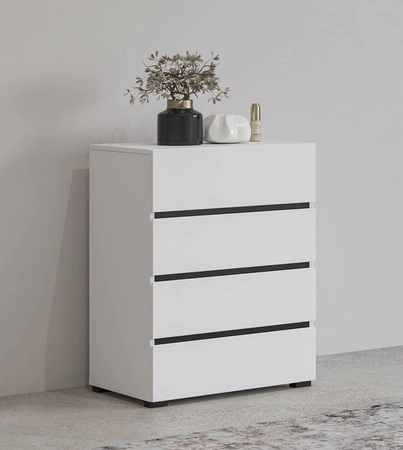 Komoda z szufladami Cross 60 cm biała stylowy design komody do sypialni przedpokoju prosta forma w nowoczesnym wydaniu