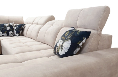 Narożnik z funkcją spania Buffalo VIII miodowy prawostronny wysokiej klasy narożnik do salonu z pojemnikami wysoka jakość wykonania