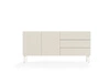 Komoda z szufladami Muti 177 cm beżowa niezwykle modna komoda do salonu designerskie ryflowania nadają oryginalności metalowe nogi