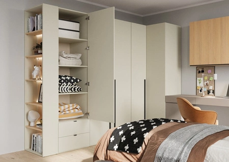 Szafa Woow 60 cm szampańska mała modułowa szafa z szufladami wyposażona w funkcjonalny układ półek idealna do niewielkich przestrzeni