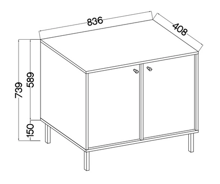 Komoda Kioto II 84 cm eukaliptus minimalistyczny design doskonała propozycja komody do sypialni lub salonu czarne uchwyty