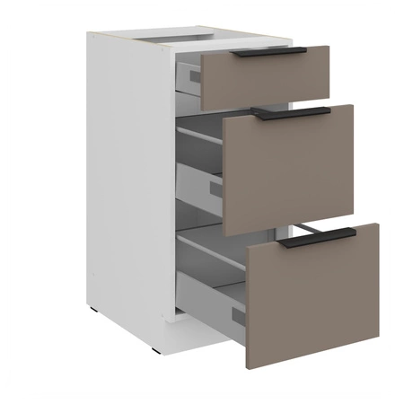 Szafka kuchenna stojąca z szufladami Fiuggi Wh 40 D 3S BB odporna na uszkodzenia wykończenie frontów w technologii anti fingerprint