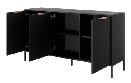 Komoda Golden 153 cm antracytowa nowoczesny design idealna komoda do wnętrz w stylu nowoczesnym złoty uchwyt krawędziowy nadaje elegancji