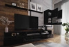 Meblościanka Kiria czarna / czarny połysk uniwersalna i stylowa meblościanka do salonu system otwierania drzwi i szuflad push to open