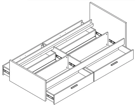 Łóżko z szufladami Rest 90x200 cm dąb craft biały / popiel nowoczesny design łóżka obrzeża wykończone specjalną okleiną ABS