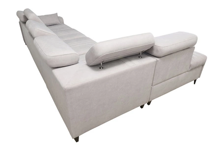 Narożnik z funkcją spania Castel XI grafitowy lewostronny komfortowy narożnik z pojemnikiem na pościel wytrzymała tkanina