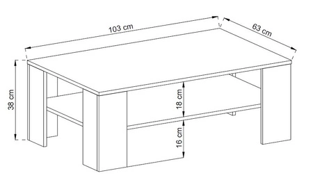 Stolik kawowy Neba 103 cm dąb riviera nowoczesny design mebla wysoka jakość wykonania obrzeża stolika wykończone specjalną okleiną ABS