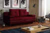Kanapa z funkcją spania Austin bordowa nowoczesna tkanina pluszowa gwarantuje najwyższy komfort i funkcjonalność