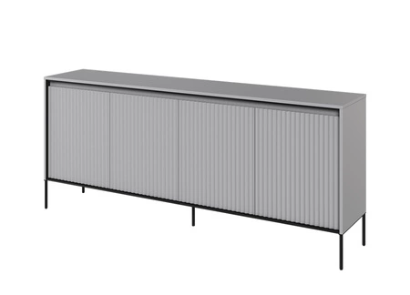 Komoda Trend 193 cm szara wyjątkowy design pojemna komoda do salonu z oświetleniem LED charakterystyczne ryflowane fronty