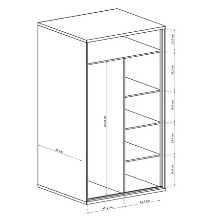 Szafa Mediolan 92 cm hikora szafa z półkami i drążkiem idealna do sypialni garderoby lub przedpokoju