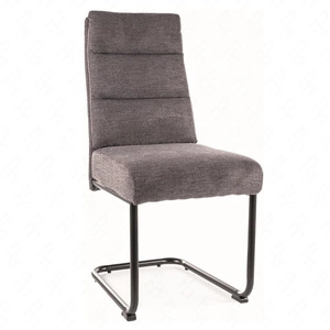 Krzesło tapicerowane Berry ciemny szary nowoczesne oraz funkcjonalne krzesło do jadalni z metalowymi płozami krzesło z uchwytem