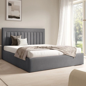 Łóżko tapicerowane Togo 180x200 ciemny szary eleganckie i funkcjonalne łóżko do sypialni gustowne pionowe przeszycia na wezgłowiu