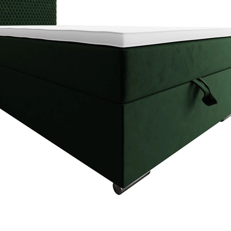 Łóżko kontynentalne Fargo 100x200 butelkowa zieleń w nowoczesnym skandynawskim stylu z tapicerowanym zagłówkiem łóżko z pojemnikiem