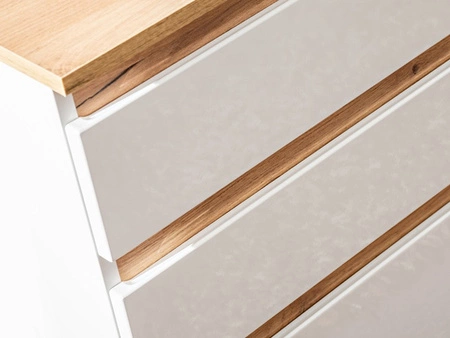 Szafka pod umywalkę nablatową Platinum 94 cm biały połysk / dąb craft złoty wysokiej jakości szafka łazienkowa z szufladami