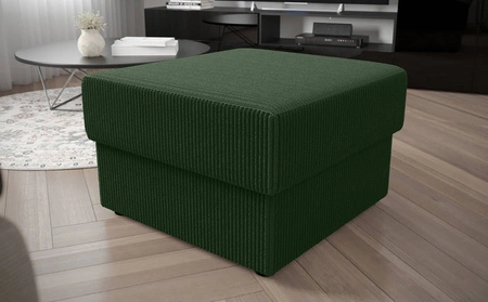Puf Fogu zielony stylowy design pufa idealna do uzupełnienia aranżacji miękka sztruksowa tkanina o wyrazistych prążkach