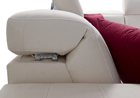 Narożnik z funkcją spania Bresso szary popiel lewostronny narożnik z praktyczną półką w kolorze dąb lancelot regulowane zagłówki