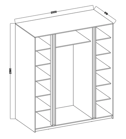 Szafa z lustrem Kastano IX 200 cm dąb evoke / czarny nowoczesny design szafa dedykowana do sypialni lub przedpokoju metalowe uchwyty