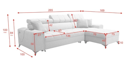 Narożnik z funkcją spania Bolmso brązowy prawostronny narożnik z dwoma pojemnikami na pościel praktyczna szuflada w boczku mebla